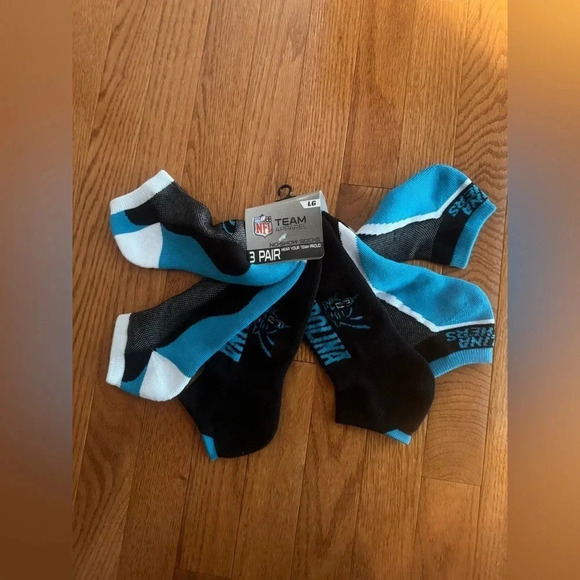 NWT Official NFL Carolina Panthers socks size Large 3 pair‎ - Picture 1 of 4
